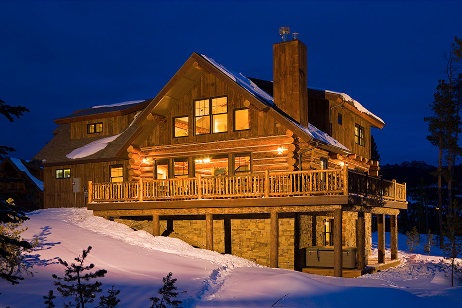 log residence at night in winter