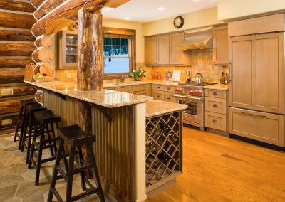 prc 104 interior of kitchen with bar stools and rustic kitchen