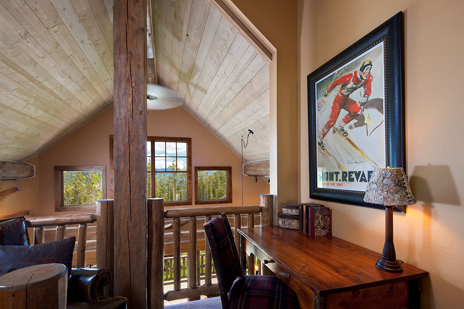 luxury residence interior loft with ski poster