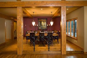 rmr construction interiors wooden beams and dining room