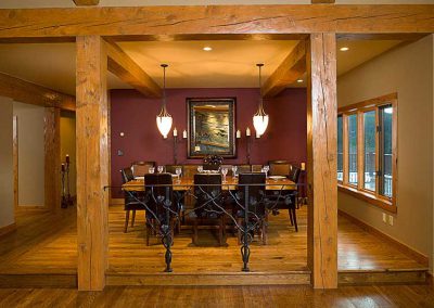 rmr construction interiors wooden beams and dining room